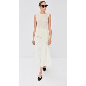3.1 Phillip Lim Tank Top Cream Silk Asymmetrical Hem‎ Small Minimalist Luxury